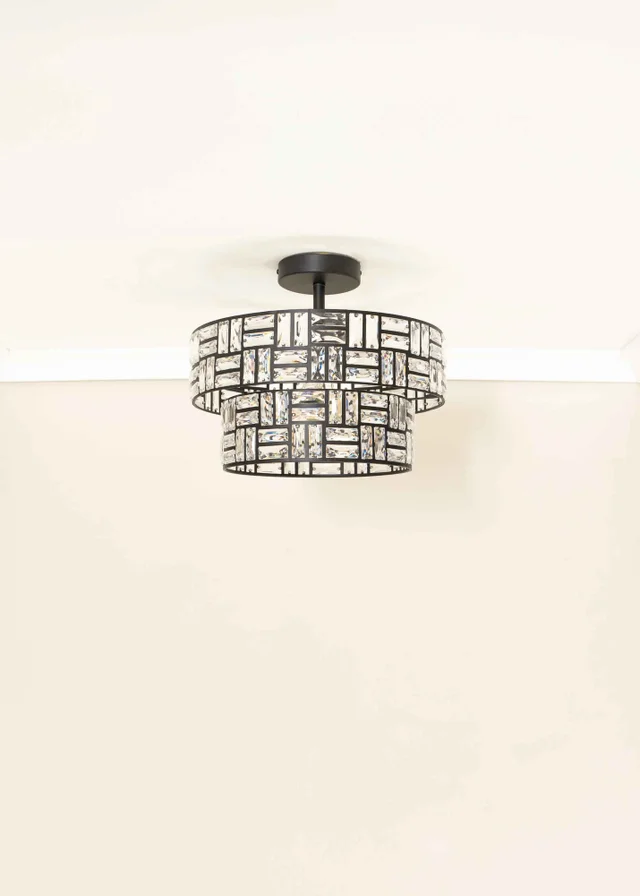 ValueLights Elise Matte Black Pendant Light with Black Tiered Shade