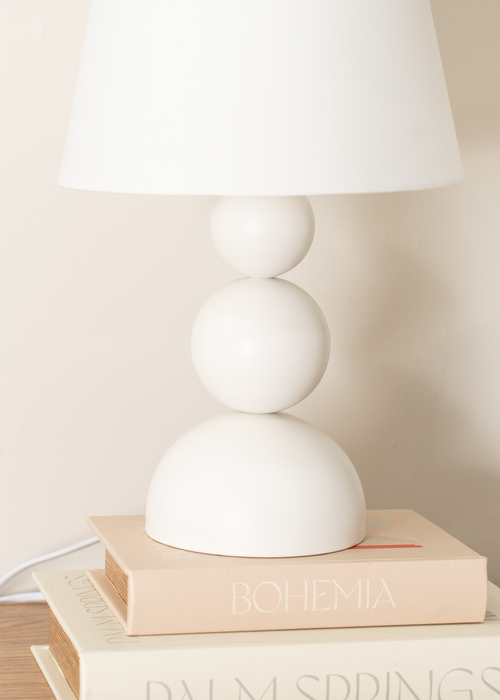 ValueLights Dimmable Gloss Cream Table Lamp with White Tapered Shade - One Size Image 3