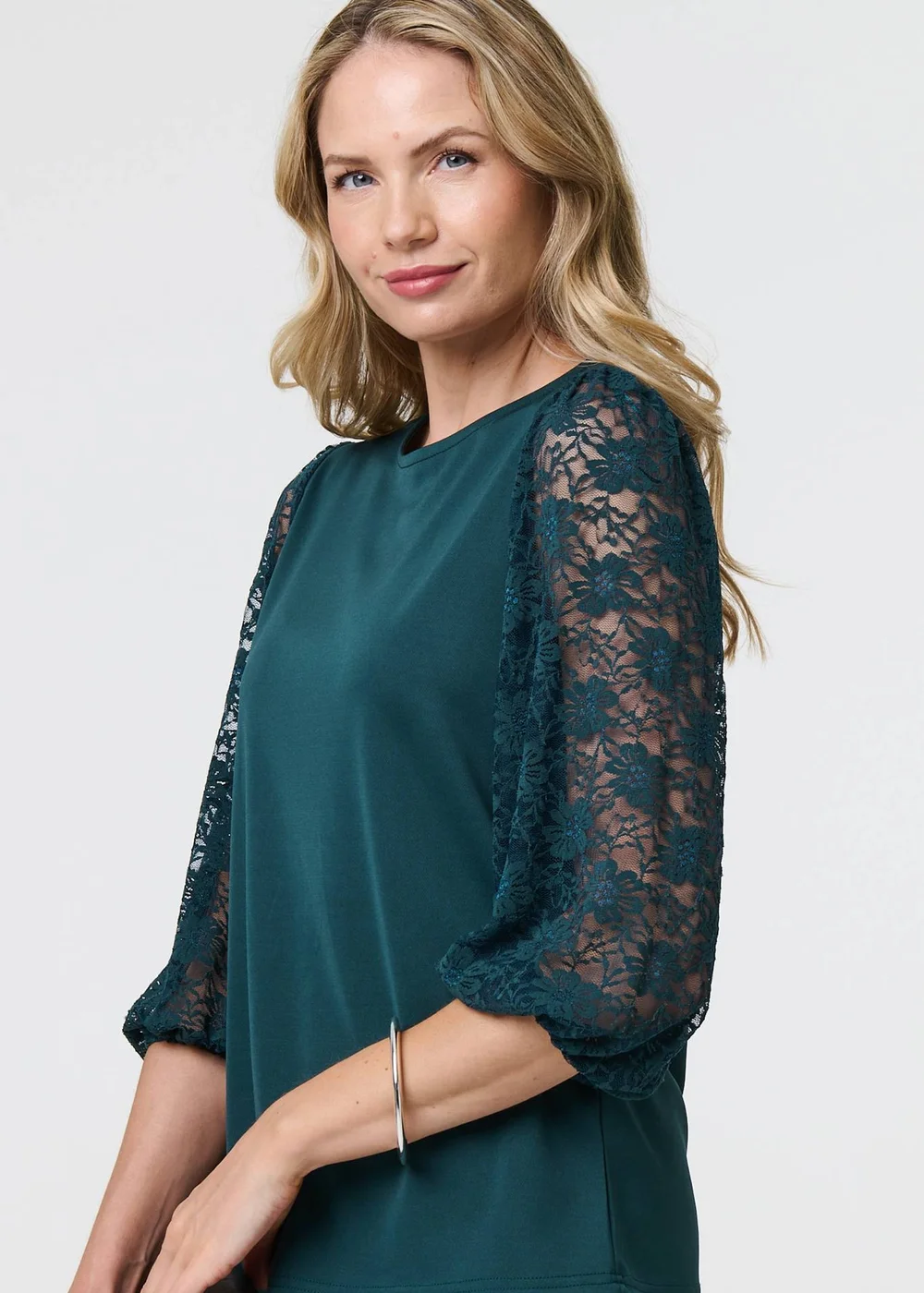 Izabel London Green Floral Lace Blouse - 8 Image 3