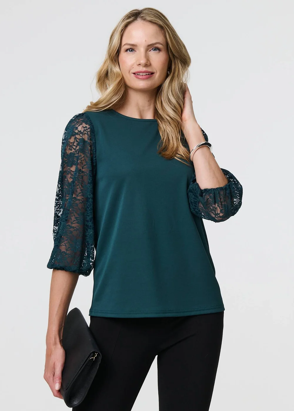Izabel London Green Floral Lace Blouse - 8 Image 2