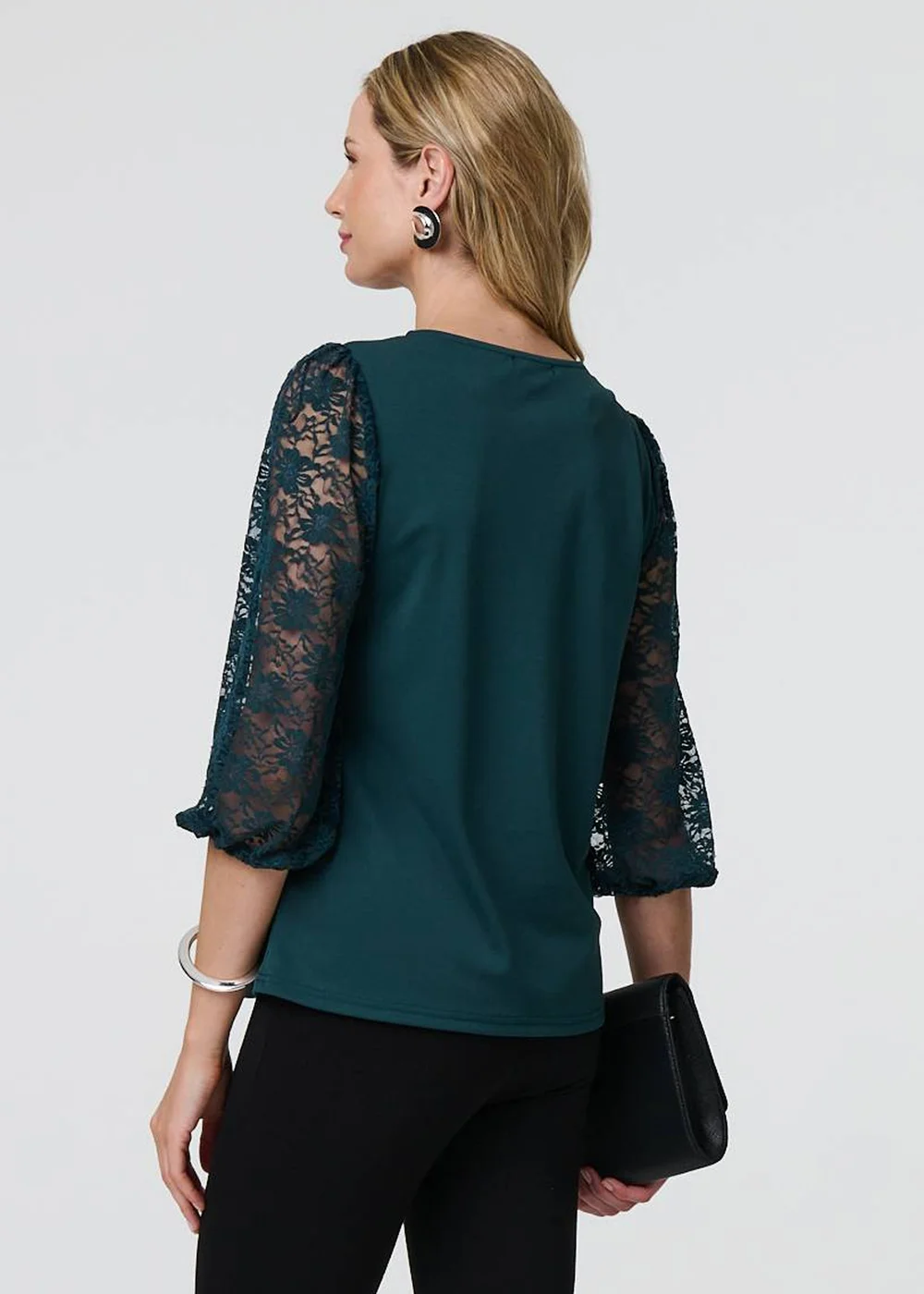 Izabel London Green Floral Lace Blouse - 8 Image 4