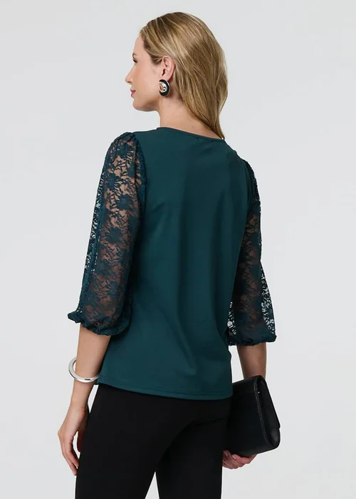 Izabel London Green Floral Lace Blouse - 8 Image 4
