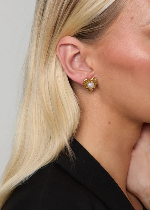 Madein Heart Shaped Pearl Earrings - One Size Image 2