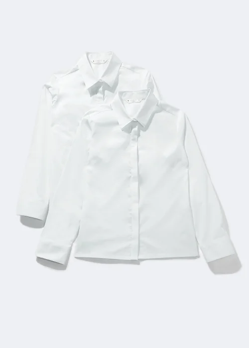 Girls 2 Pack White Stretch School Blouses (8-16yrs) - 8 Yrs Image 1