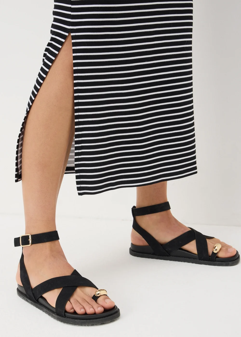 Black Stripe Jersey Maxi Skirt - 8 Image 2