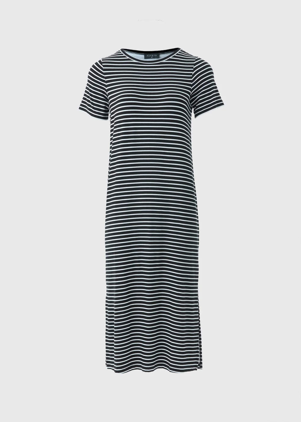 Black Mono Stripe T-Shirt Midi Dress - 8 Image 4