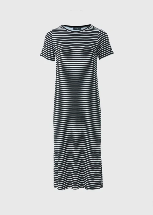 Black Mono Stripe T-Shirt Midi Dress - 8 Image 4