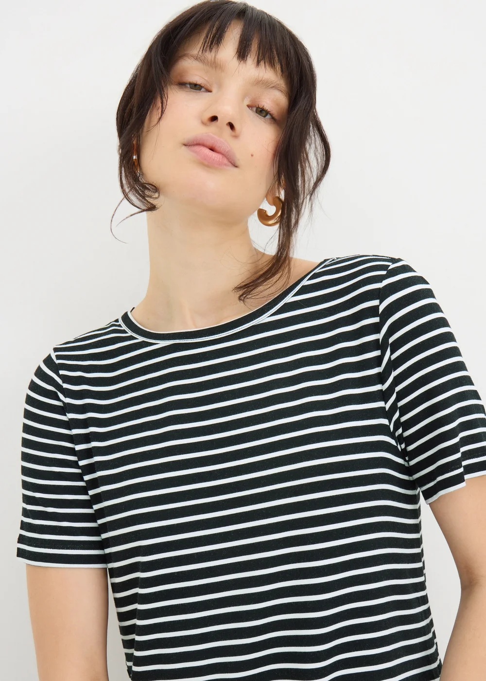 Black Mono Stripe T-Shirt Midi Dress - 8 Image 3