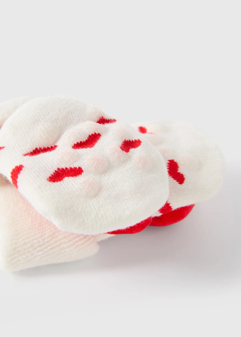 Baby Cream Valentines Heart Rattle Socks (Newborn-6mths) - 0-3 months Image 2