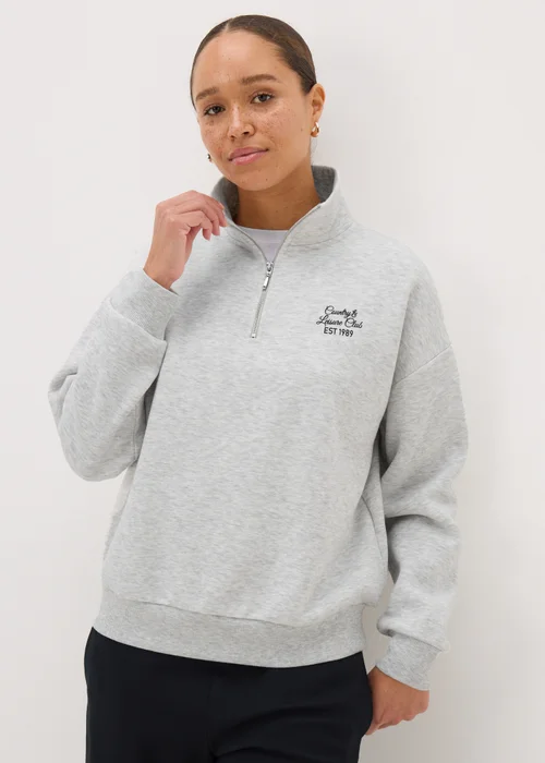 Grey Leisure Club Half Zip Sweatshirt - S Image 2