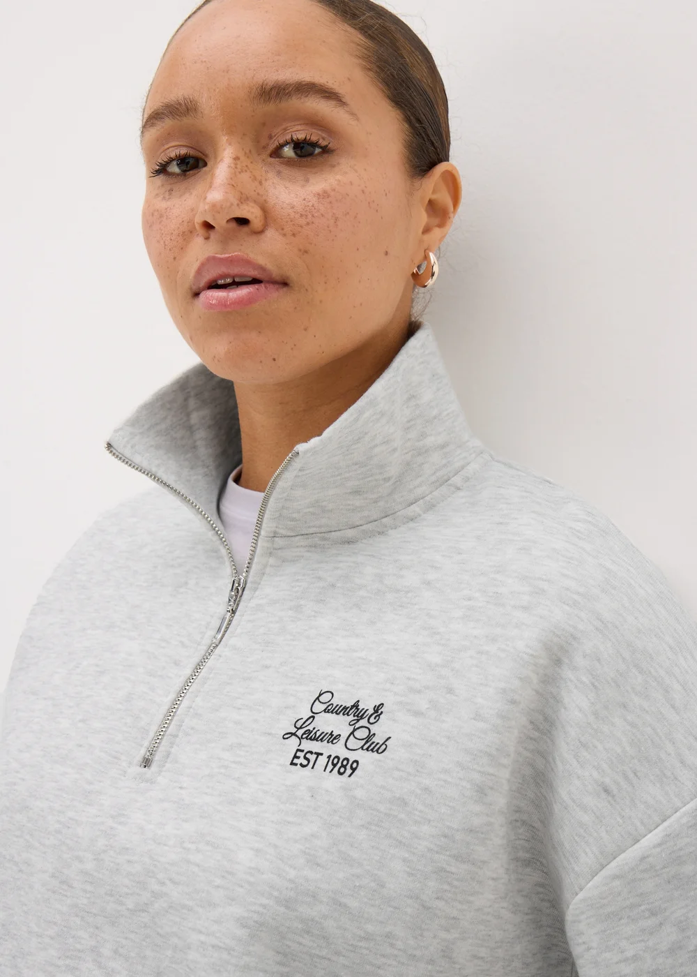 Grey Leisure Club Half Zip Sweatshirt - S Image 3