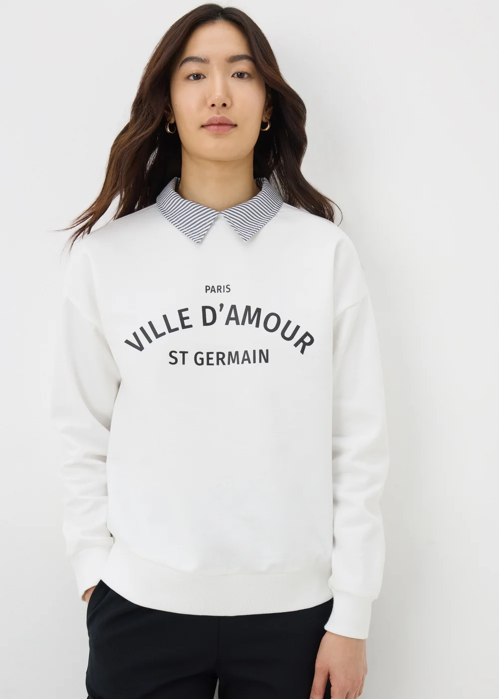 Ecru St Germain Collared Sweatshirt - XS Image 1