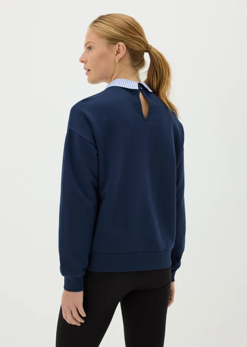 Navy Oui Mais Collared Sweatshirt - XS Image 2