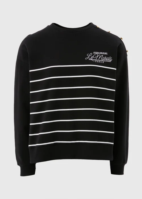 Black Breton Stripe Sweatshirt - XS Image 3
