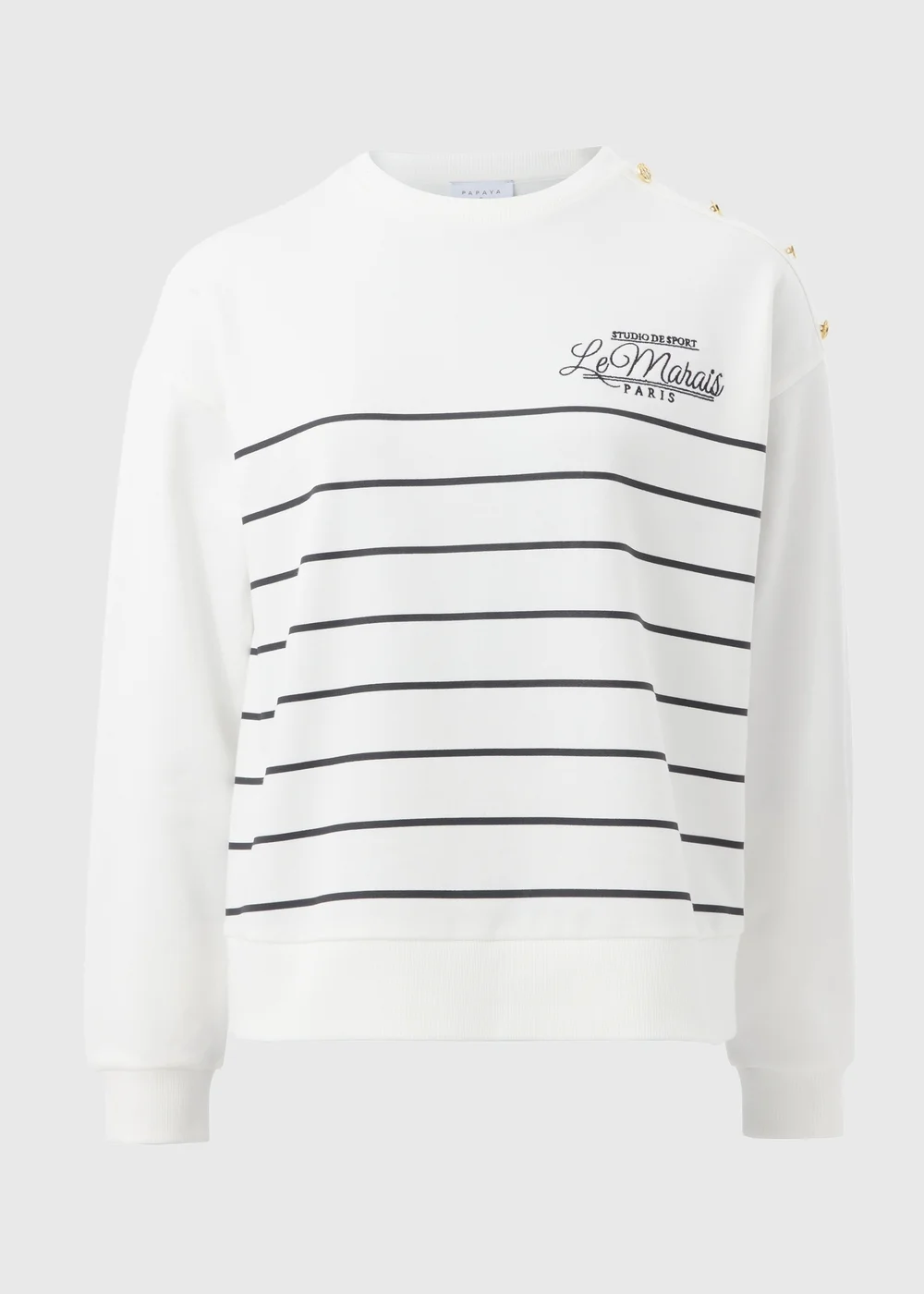 Ecru Breton Stripe Sweatshirt - XS Image 4
