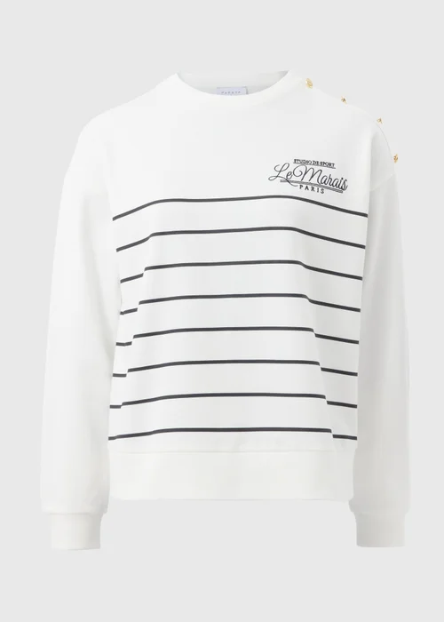 Ecru Breton Stripe Sweatshirt - XS Image 4