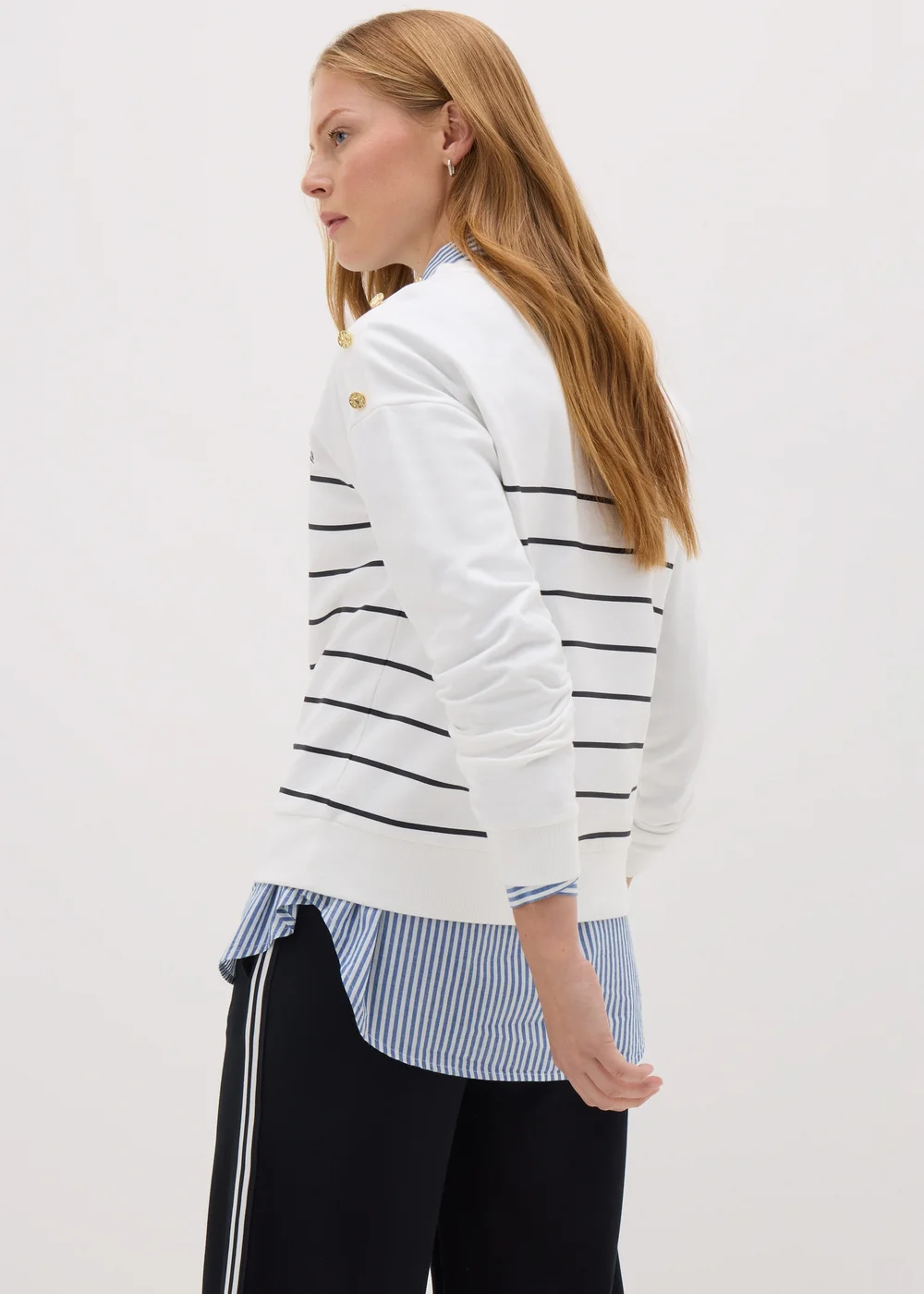 Ecru Breton Stripe Sweatshirt - XS Image 2