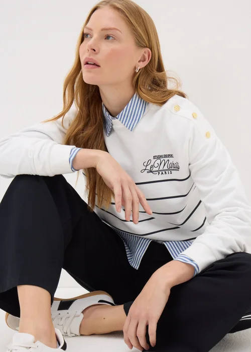 Ecru Breton Stripe Sweatshirt - XS Image 3