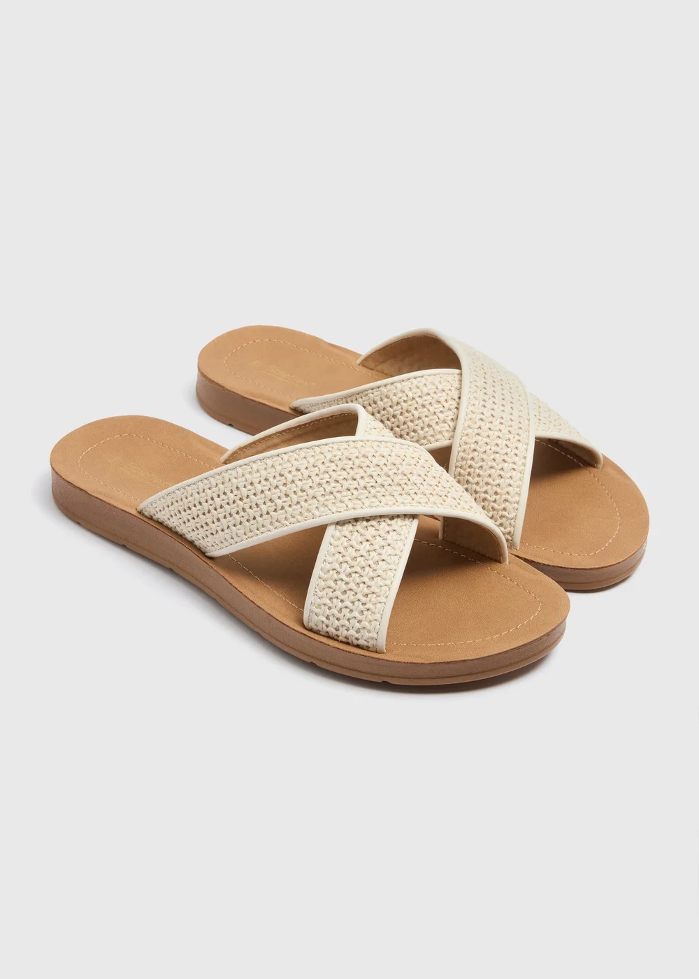 Soleflex Stone Raffia Cross Strap Slider Sandals - 6 Image 1