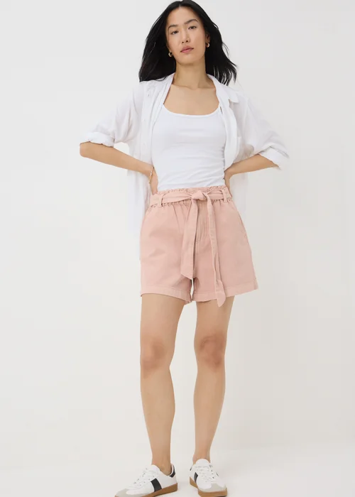 Pink Cotton Belted Shorts - 8 Image 1