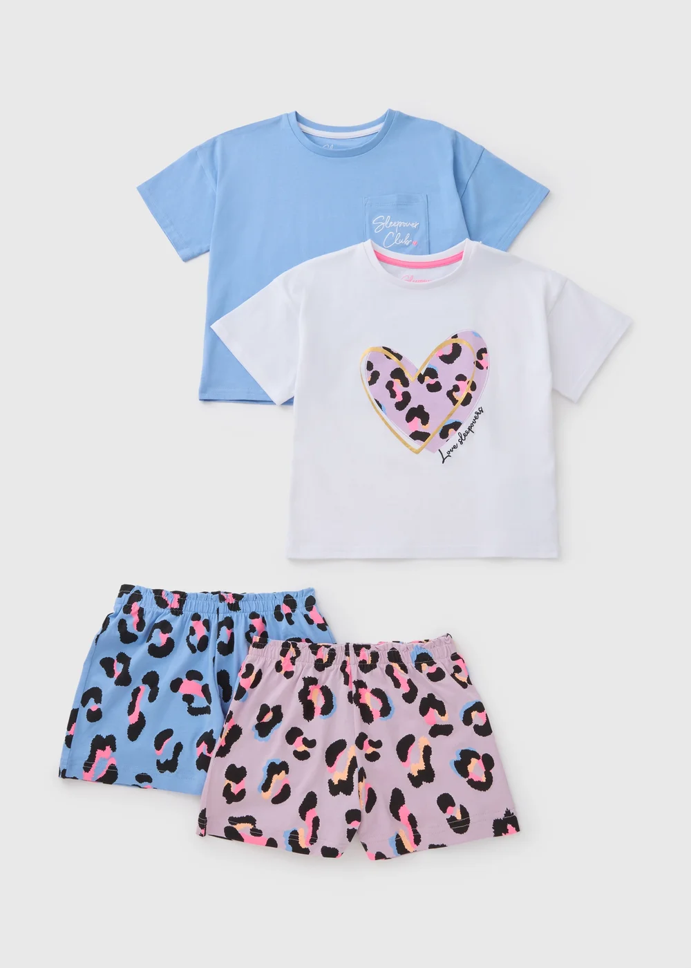 Girls 2 Pack Leopard Pyjama Set (7-13yrs) - Age 7 Years Image 1