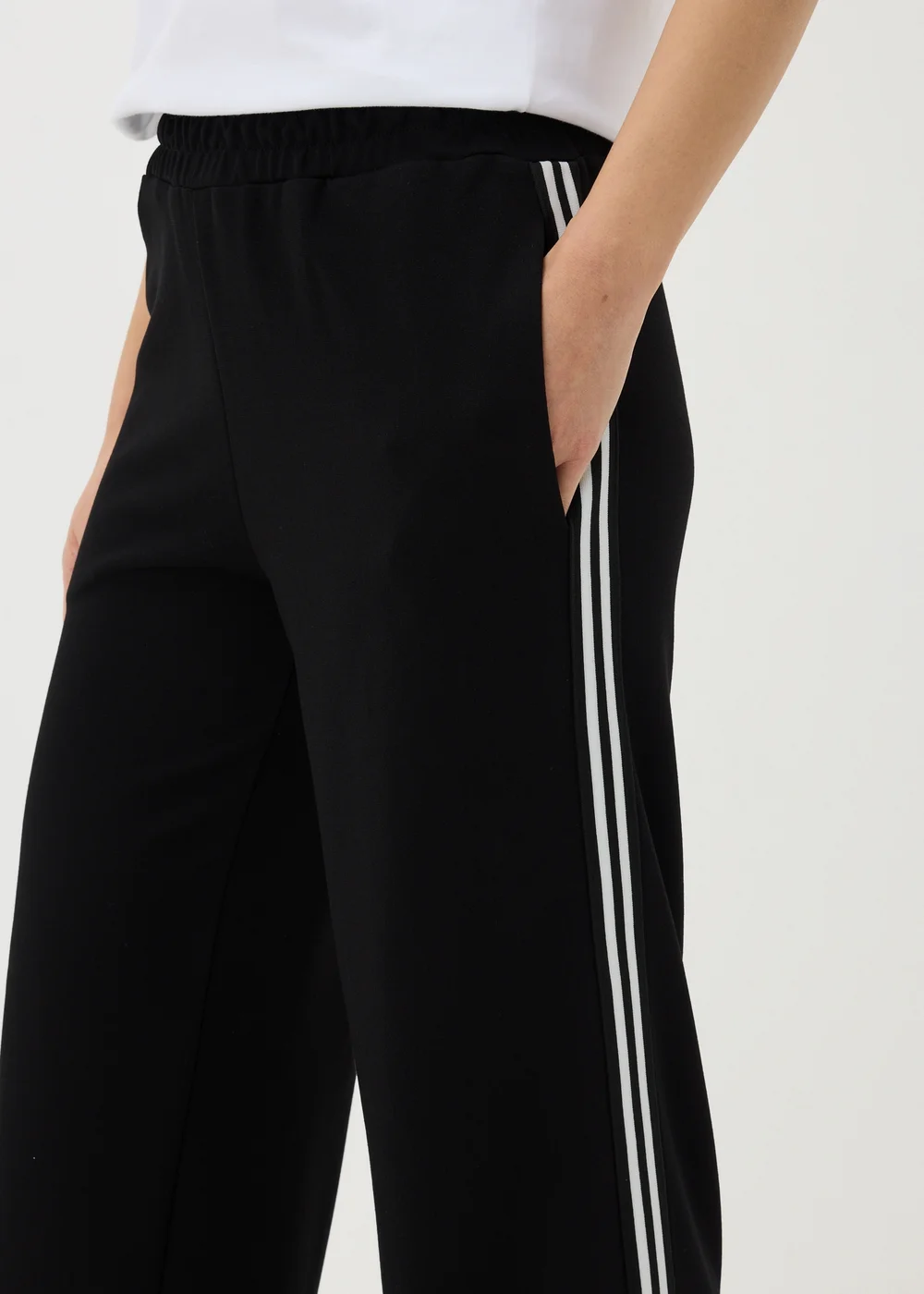 Black Side Stripe Wide Leg Trousers - 8 Image 2