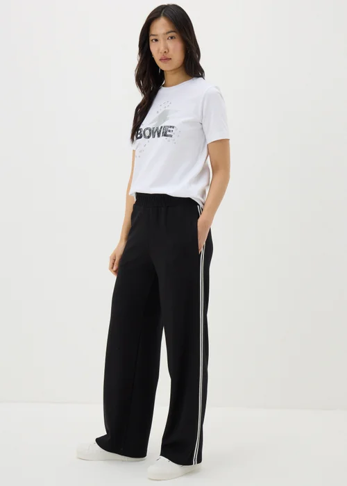 Black Side Stripe Wide Leg Trousers - 8 Image 1