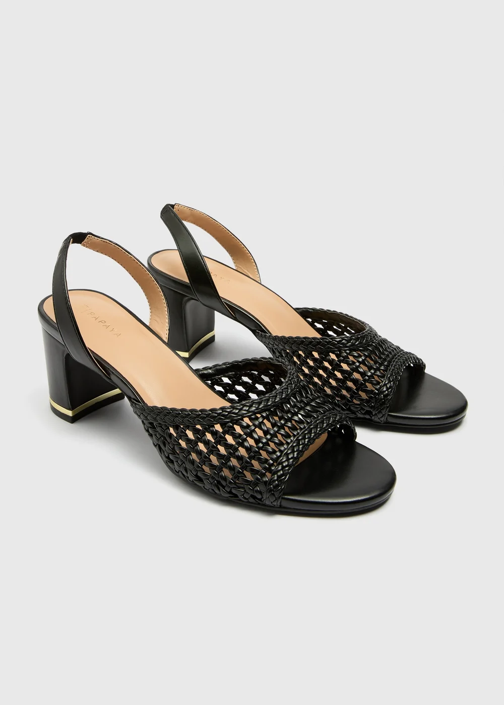 Black Woven Strap Heels - 6 Image 1
