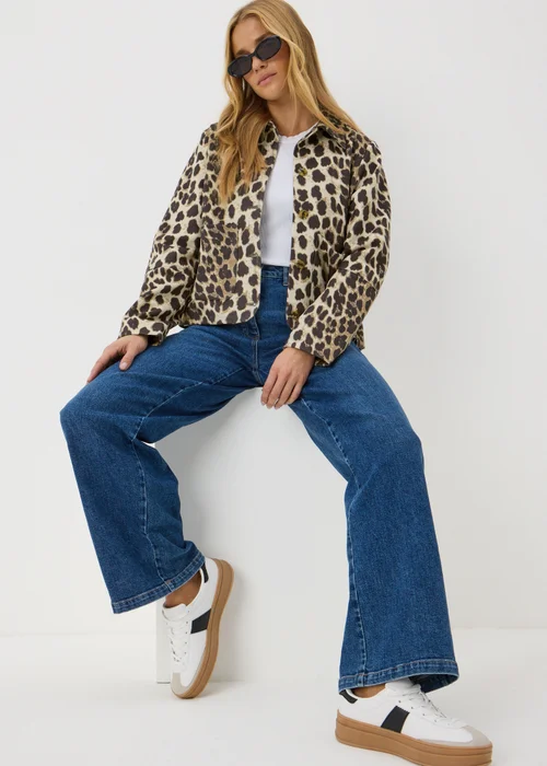 Brown Leopard Print Faux Suede Jacket - 8 Image 1