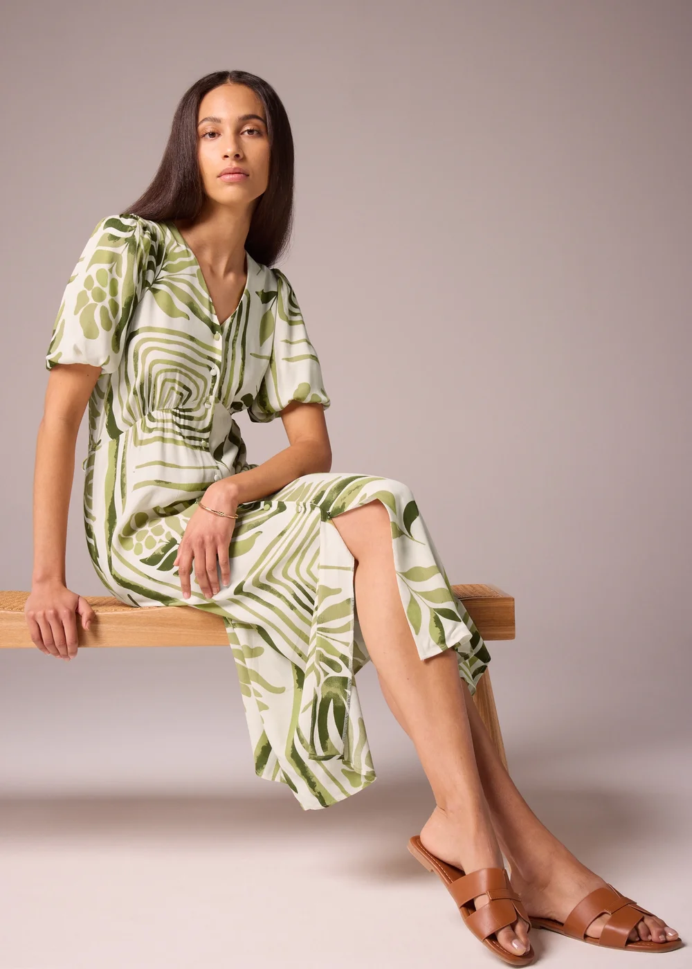 Et Vous Green Leaf Midi Tea Dress - 8 Image 1