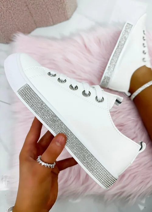 Love Lemonade Silver Crystal Deluxe Trim Trainers - 3 Image 1
