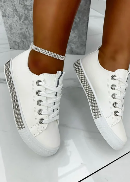 Love Lemonade Silver Crystal Deluxe Trim Trainers - 3 Image 2