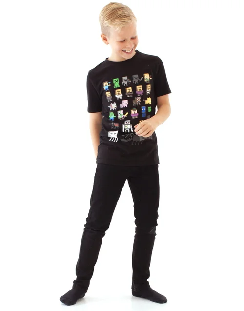 Vanilla Underground Minecraft Boys Black Sprites T-Shirt (3-15 Years) - 3-4 Yrs Image 2
