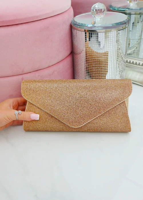 Love Lemonade Gold Crystal Dazzle Clutch Bag - One Size Image 2