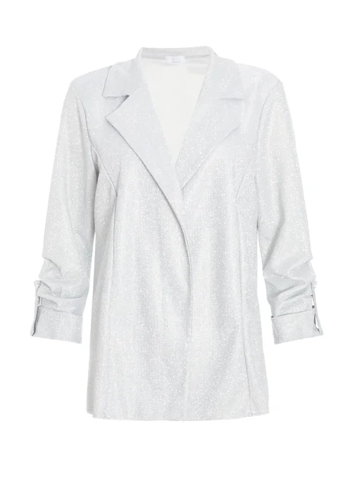 Quiz Silver Ruched Sleeve Blazer - 6 Image 4