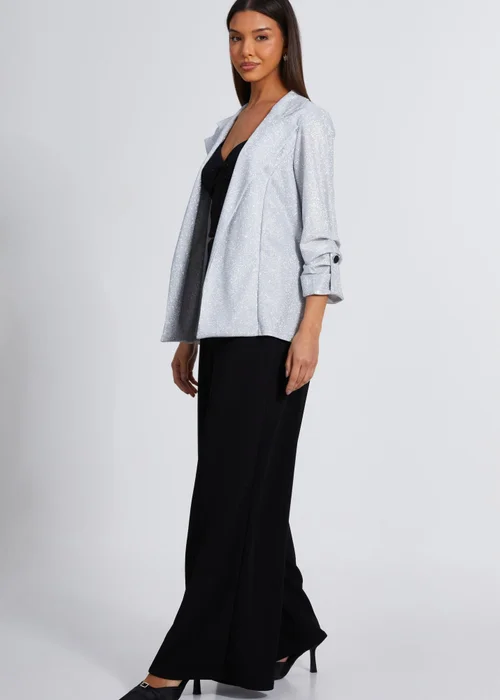 Quiz Silver Ruched Sleeve Blazer - 6 Image 3