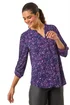 Roman Purple Stretch Speckled Print Blouse - Size 14 Image 1
