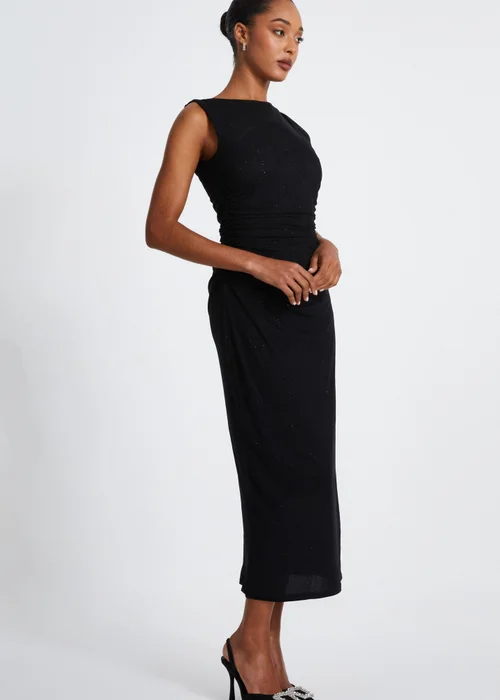 Quiz Black Glitter Mesh Midaxi Dress - 6 Image 3