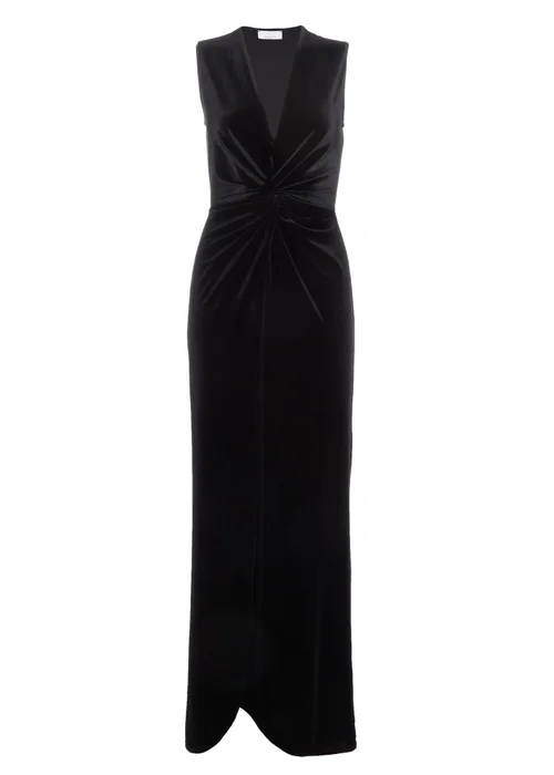 Quiz Black Velvet Twist Front Maxi Dress - 8 Image 4