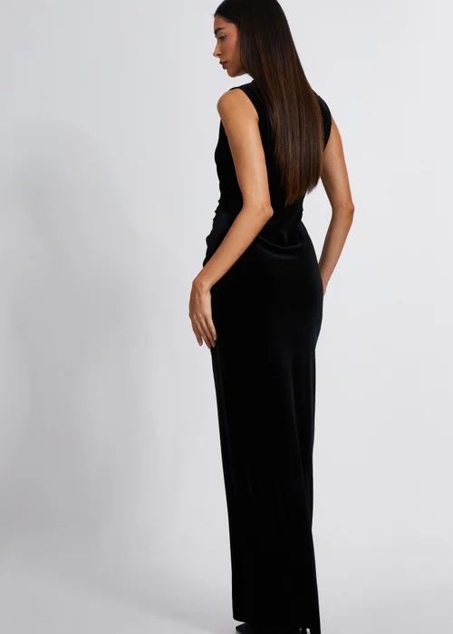 Quiz Black Velvet Twist Front Maxi Dress - 8 Image 2