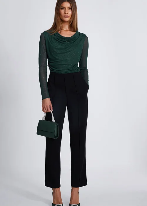 Quiz Green Glitter Mesh Crop Top - 6 Image 1