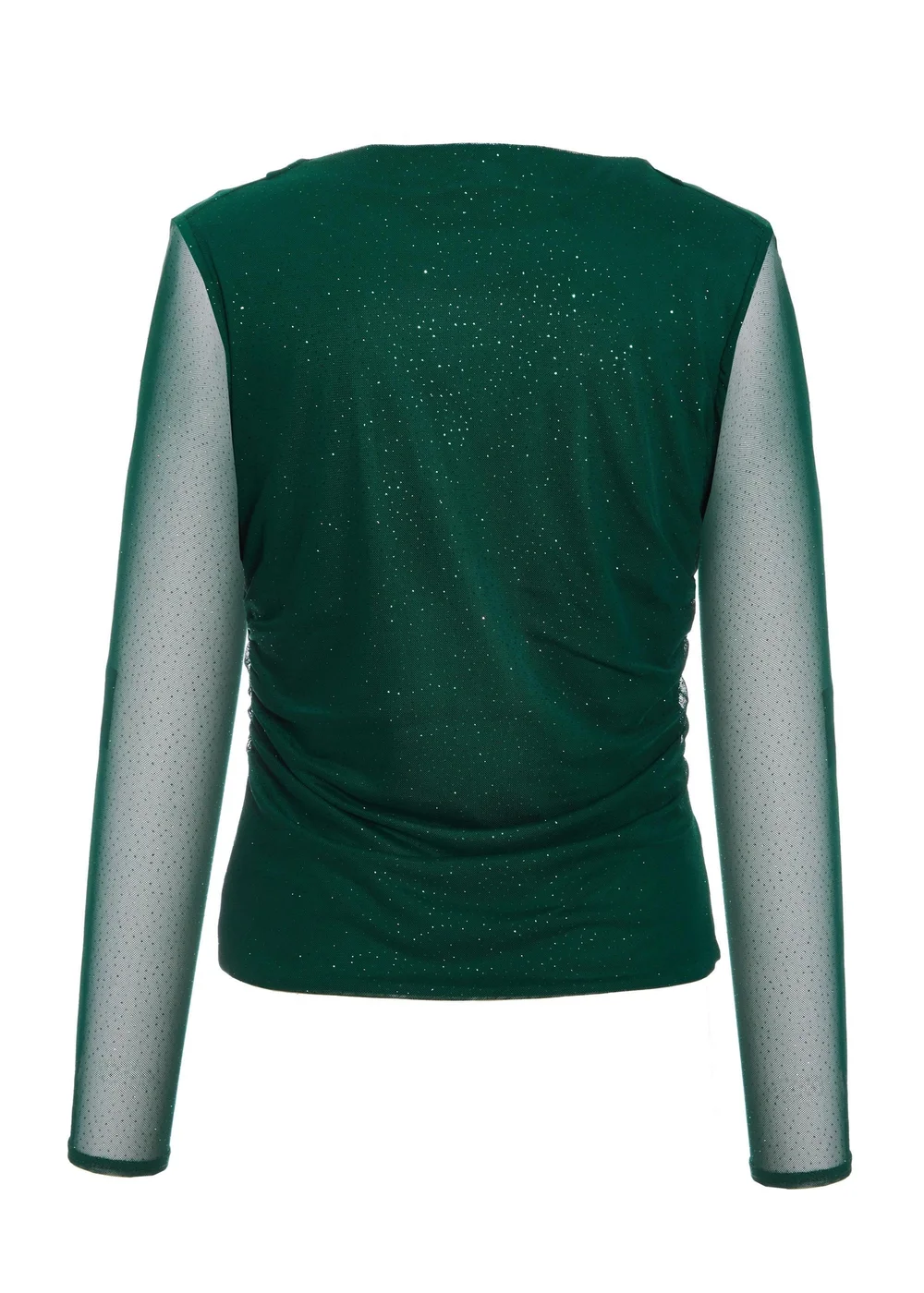 Quiz Green Glitter Mesh Crop Top - 6 Image 5