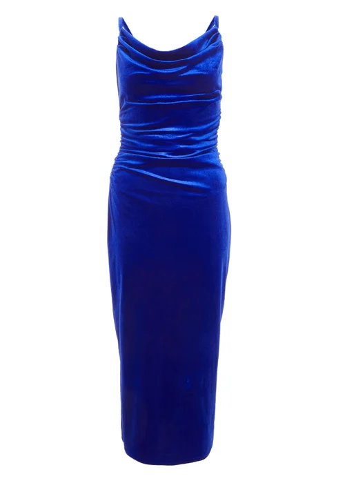 Quiz Blue Petite Velvet Midaxi Dress - 6 Image 4