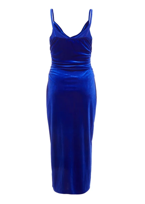 Quiz Blue Petite Velvet Midaxi Dress - 6 Image 5