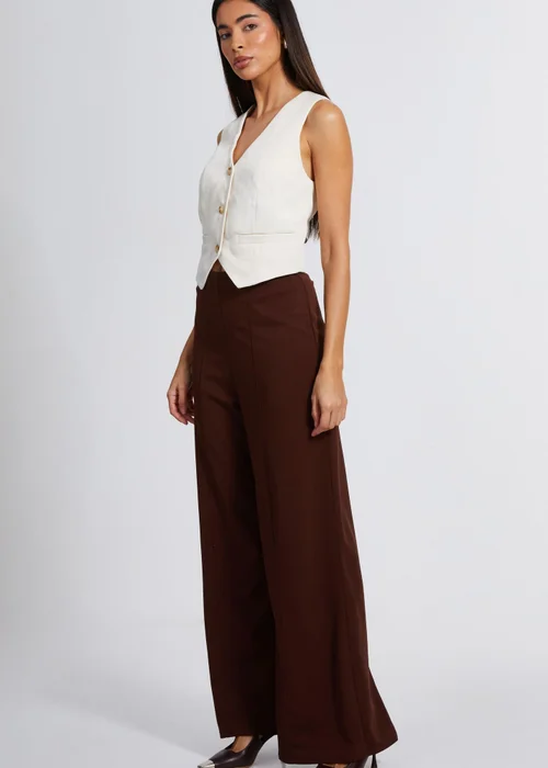 Quiz Brown High Waist Wide Leg Trousers - 6 Image 3