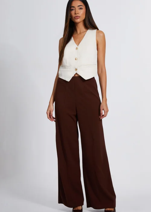 Quiz Brown High Waist Wide Leg Trousers - 6 Image 1