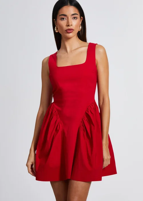 Quiz Red Scoop Back Skater Dress - 6 Image 1