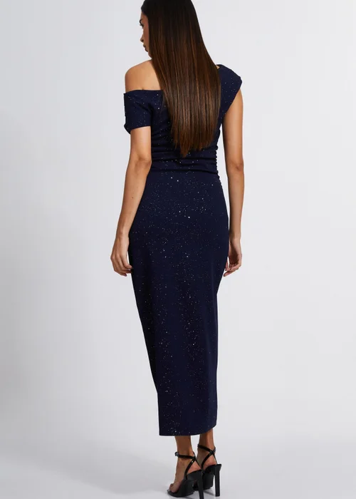 Quiz Navy Glitter Asymmetric Midaxi Dress - 6 Image 2