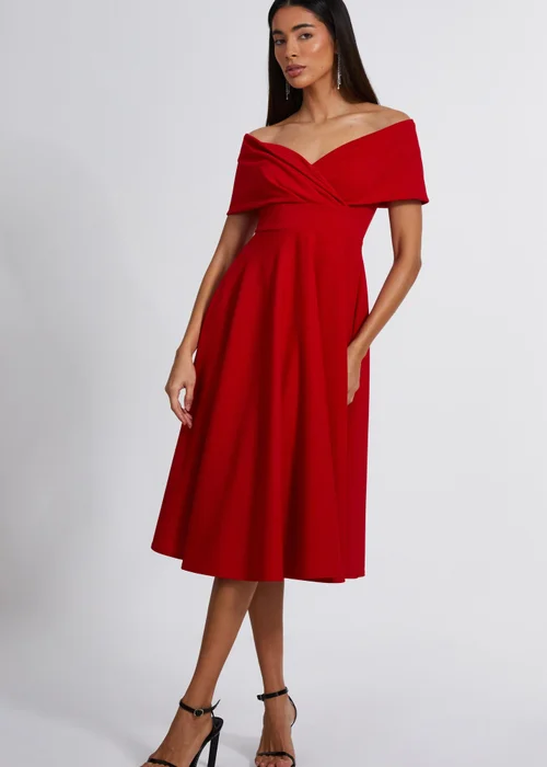 Quiz Red Skater Midi Dress - 8 Image 1