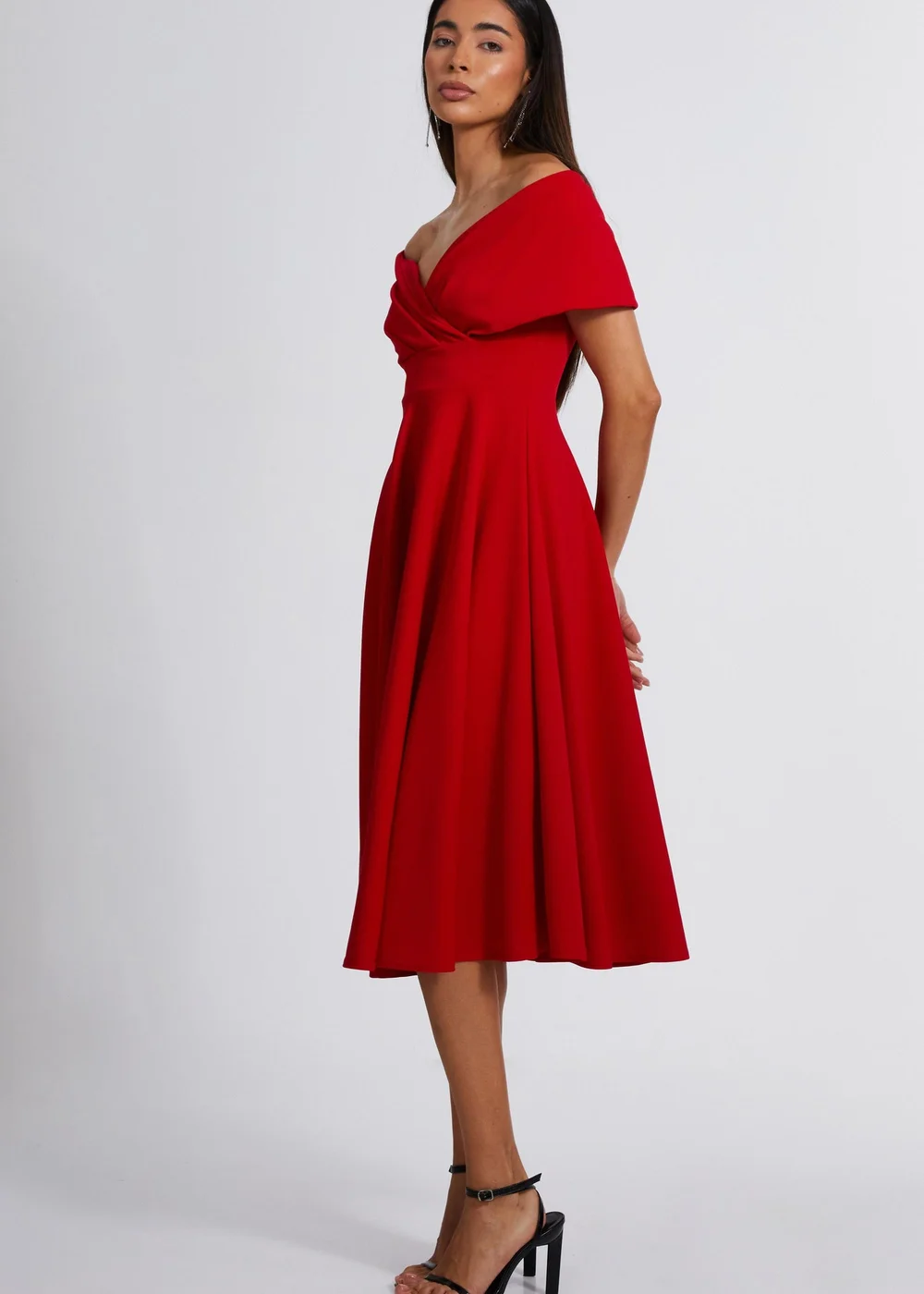 Quiz Red Skater Midi Dress - 8 Image 3
